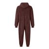 Men's Color Long Sleeve Hooded Pocket Zipper Plush Warm Jumpsuit Warm Pajamas