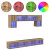 TV Wall Unit with LED Lighting 6 pcs Artisan Oak Wood Material