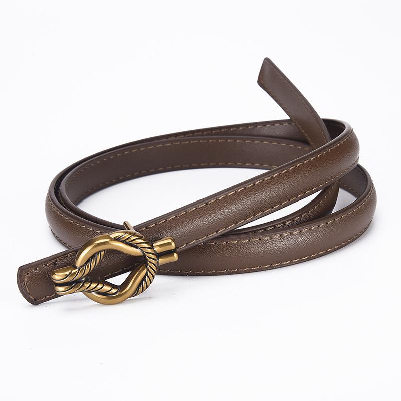 

Mei Mary Genuine leather belt - women s vintage versatile skinny belt - decorative split leather pants belt 110 темно-коричневого кольору