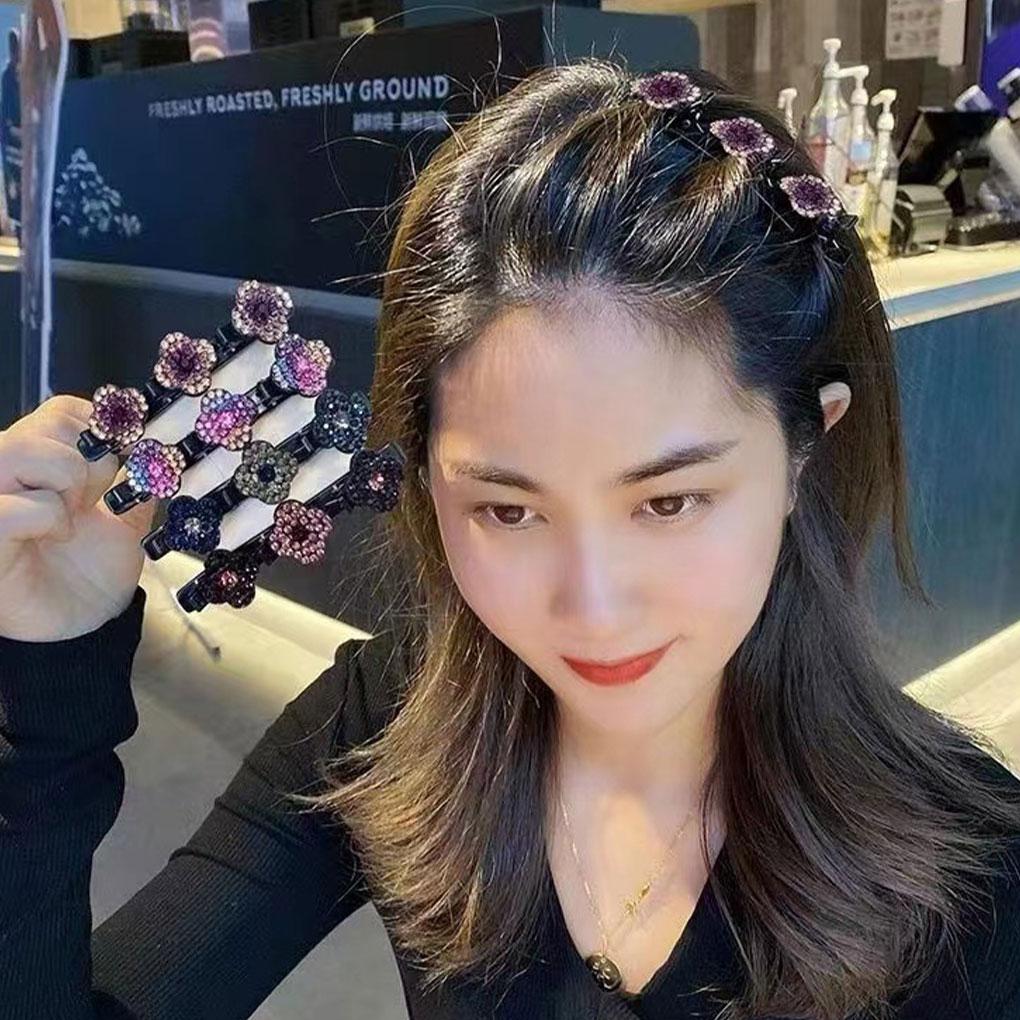 4pack/lot Fashionable Womens Broken Hair Clip Crystal Stone Decoration Anti Slip Hair Clip Side Clip