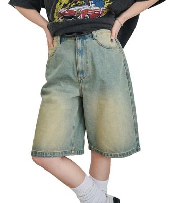 WEGO Vintage Wash Denim Size Lightly Denim Finish Women's Shorts, M,