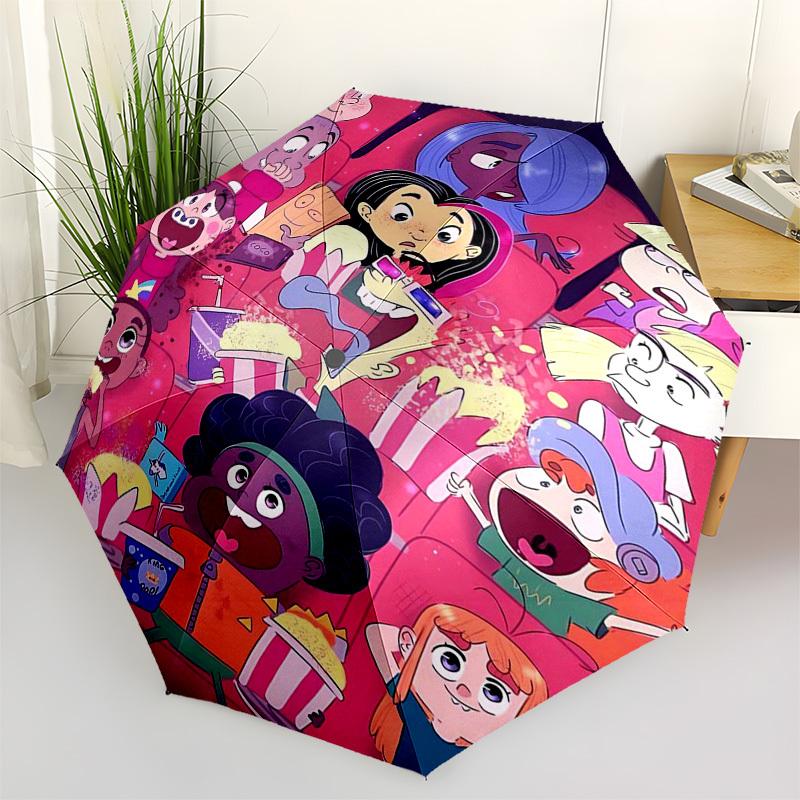 

1pc Adventure Time Outdoor Umbrella - Automatic Opening/Closing, Portable Tri-Fold Design with 8-Rib Iron Frame - Perfect Gift for Fans, Travelers, Da
