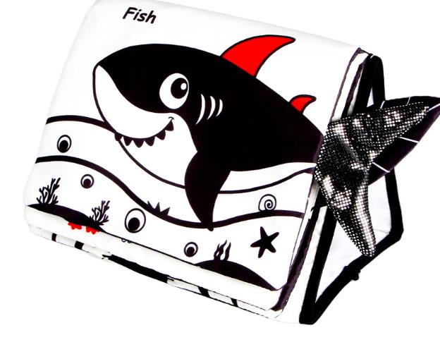 Toys Toys Toys Baby Cloth Book Sensory High Contrast Newborn Crib Black and White Development Mirror Tummy Time Montessori