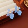 Zircon resin irregular flower earrings simple fashion stud earrings light luxury high sense fresh earrings
