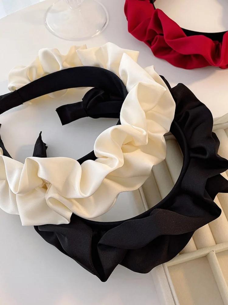 Solid Color Wide-brimmed Pleated Headband for Women Elegant  Face Wash Hairband Fashion Girl Hair Accessories Hair Tie