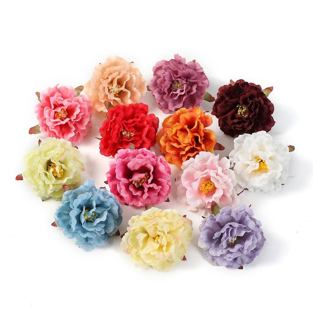 10Pcs Peony Artificial Flowers Head 6CM Fake Flowers for Home Room Wedding Decoration Arrangement DIY Carft Gifts Accessories
