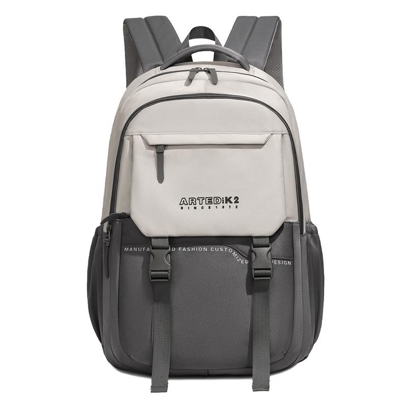 Color Block Backpack Student Lightweight Schoolbag Large Capacity Men's Outdoor Backpack