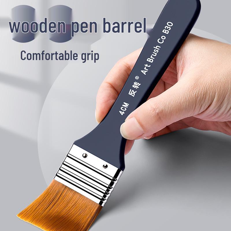 Flat Nylon Paintbrush for Oil, Acrylic, Gouache, Watercolor - Beginner Painting Tool