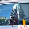 2Pcs/set Anime Gladiator Soldier Fighter Car Center Pillar Sticker Auto B-Pillar Protective Film Decoration Decals