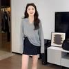 Korean Temperament Lapel Sweater Autumn Women Solid Color Long Sleeve Loose Versatile Knitted Top