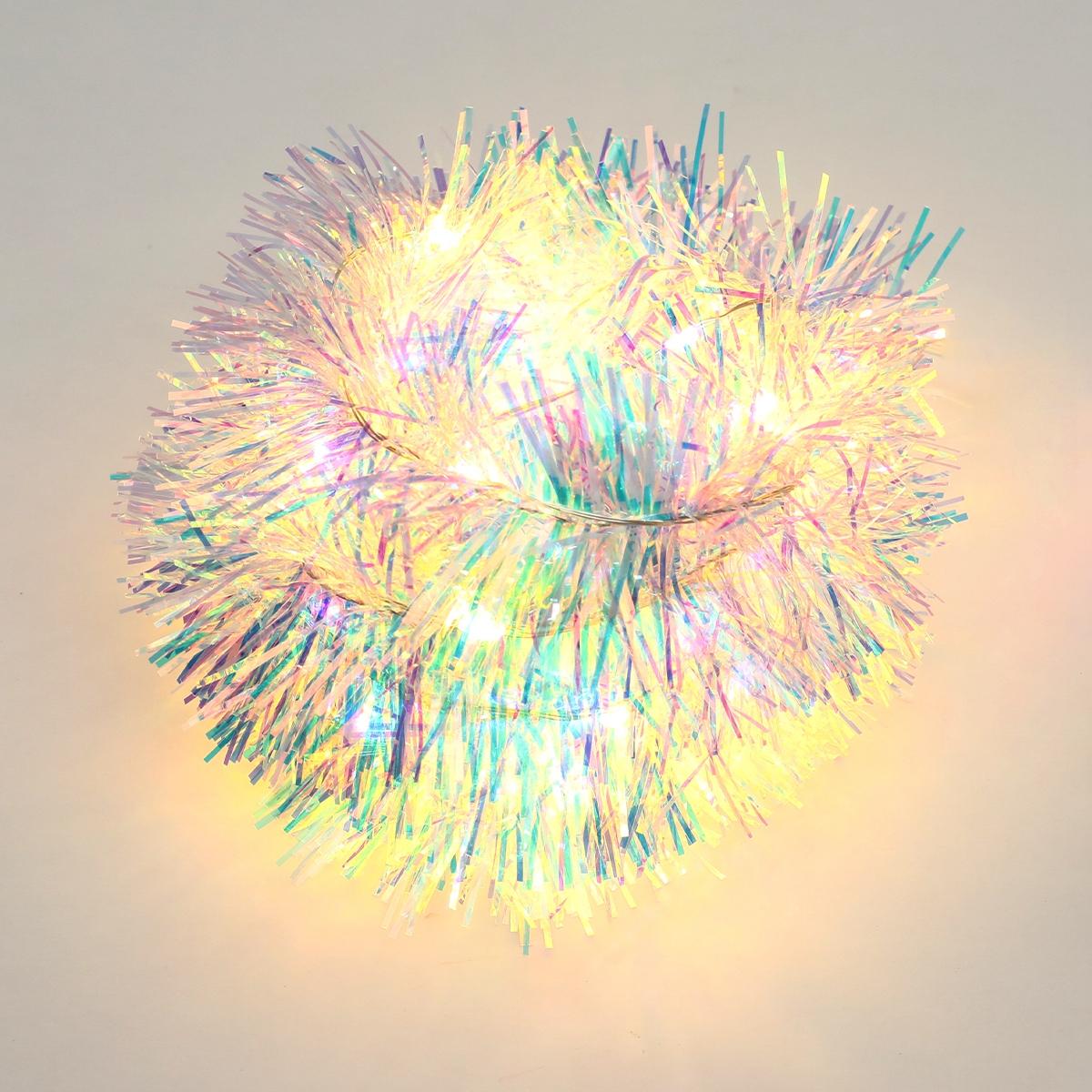 

Рождественская переливающаяся искусственная марена красочная фольга кисточка гирлянда рождественская елка свадьба день рождения вечеринка домашний декор принадлежности 2M 20LED