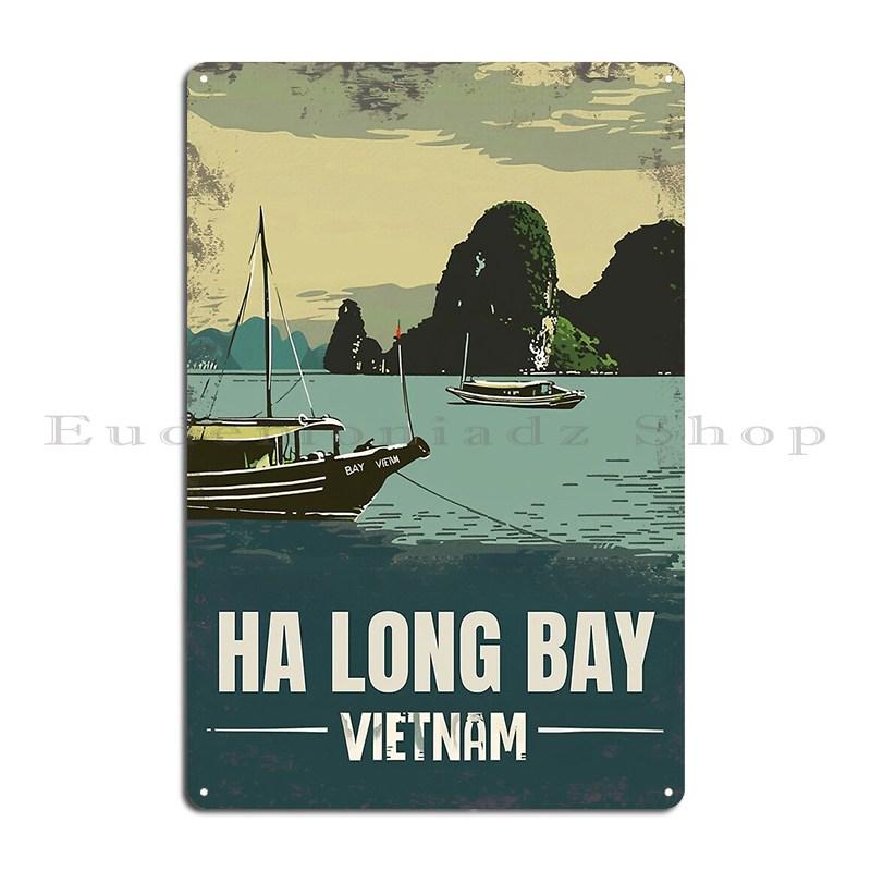 A Vintage Travel Illustration of Ha Long Bay Vietnam Metal Plaque Party Garage Club Design Pub Wall Decor Tin Sign Poster
