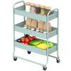 3-Tier Storage Trolley on Wheels, Rolling Utility Cart with Mesh Backets for Kitchen, Bathroom, Bedroom, Light Green