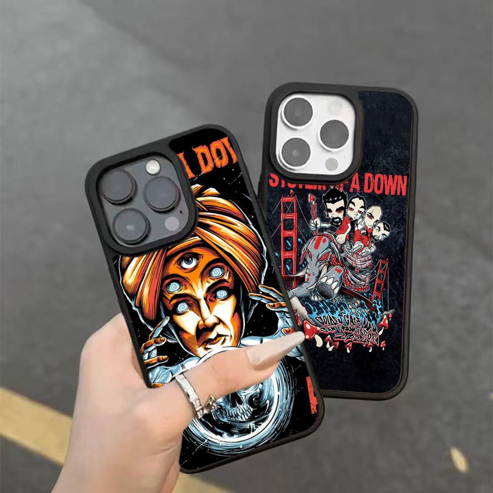 Metal Band System Of A Down PC+TPU Phone Case For IPhone 17 16 15 14 13 12 11 Pro Max Plus Kawaii Cartoon Cover