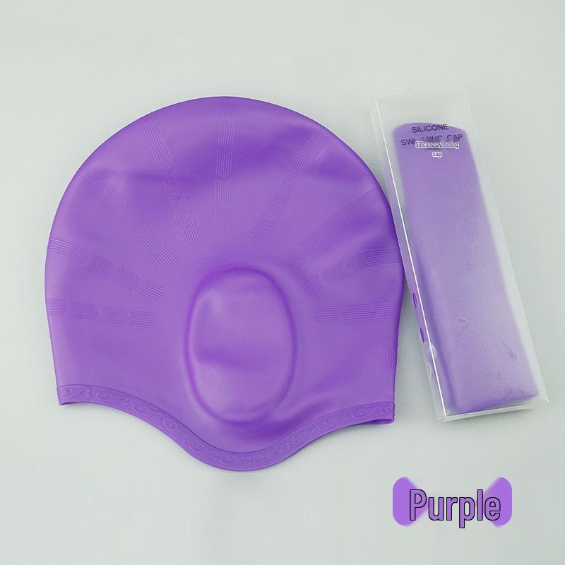 Long Hair Waterproof Silicone Swim Cap with Ear Protection for Men & Women