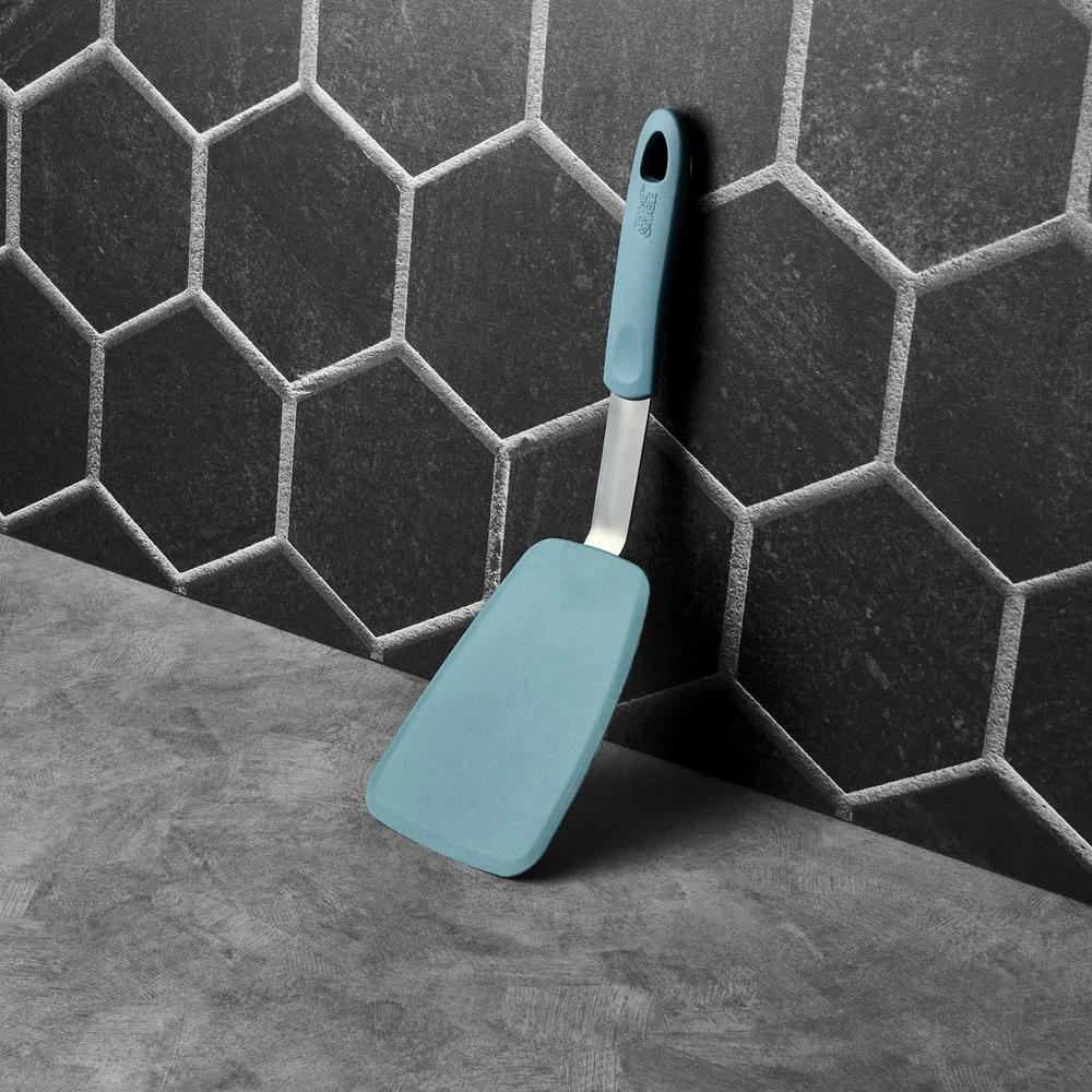 Food-Safe Silicone Turner Kitchen Spatula Ergonomic Handle Non-Stick Cooking Tool Flipping Pancakes Burgers Omelets Safe Durable