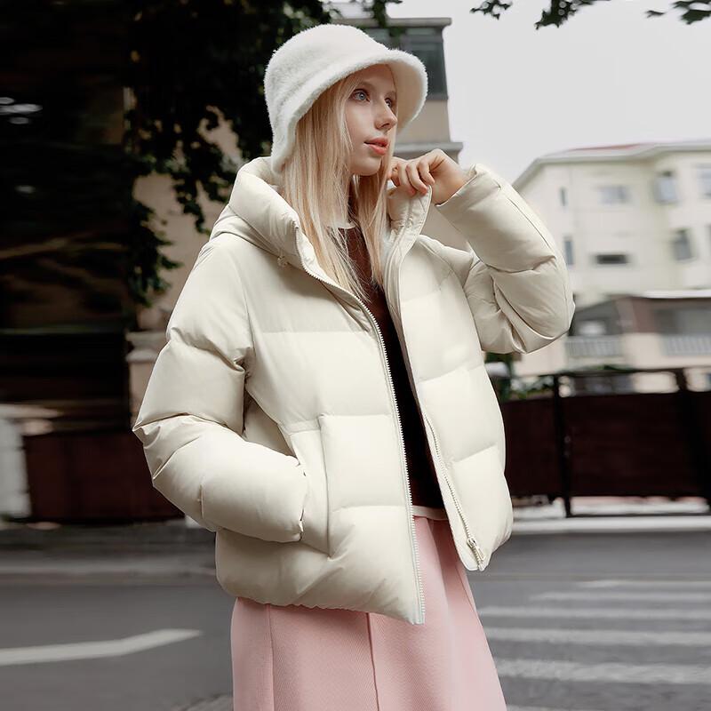 Tanboer Women's Short Hooded 90% Duck Down Jacket