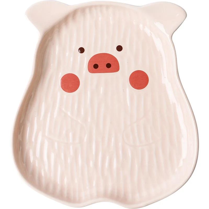 Korean Style Ceramic Household Tableware,Cute Rabbit Dish,Dim Sum Dish,Rice Bowl,Fruit Bowl,Salad Flavor Dish,Specialty Plates