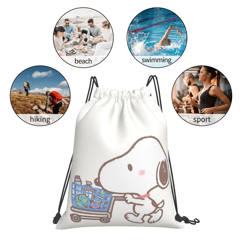 MINIER Snoopy Gym Large Capacity Drawstring Gym Exercise Multifunctional Drawstring 42cm Long x 36cm Wide Sack, Backpack, Lightweight, Waterproof,