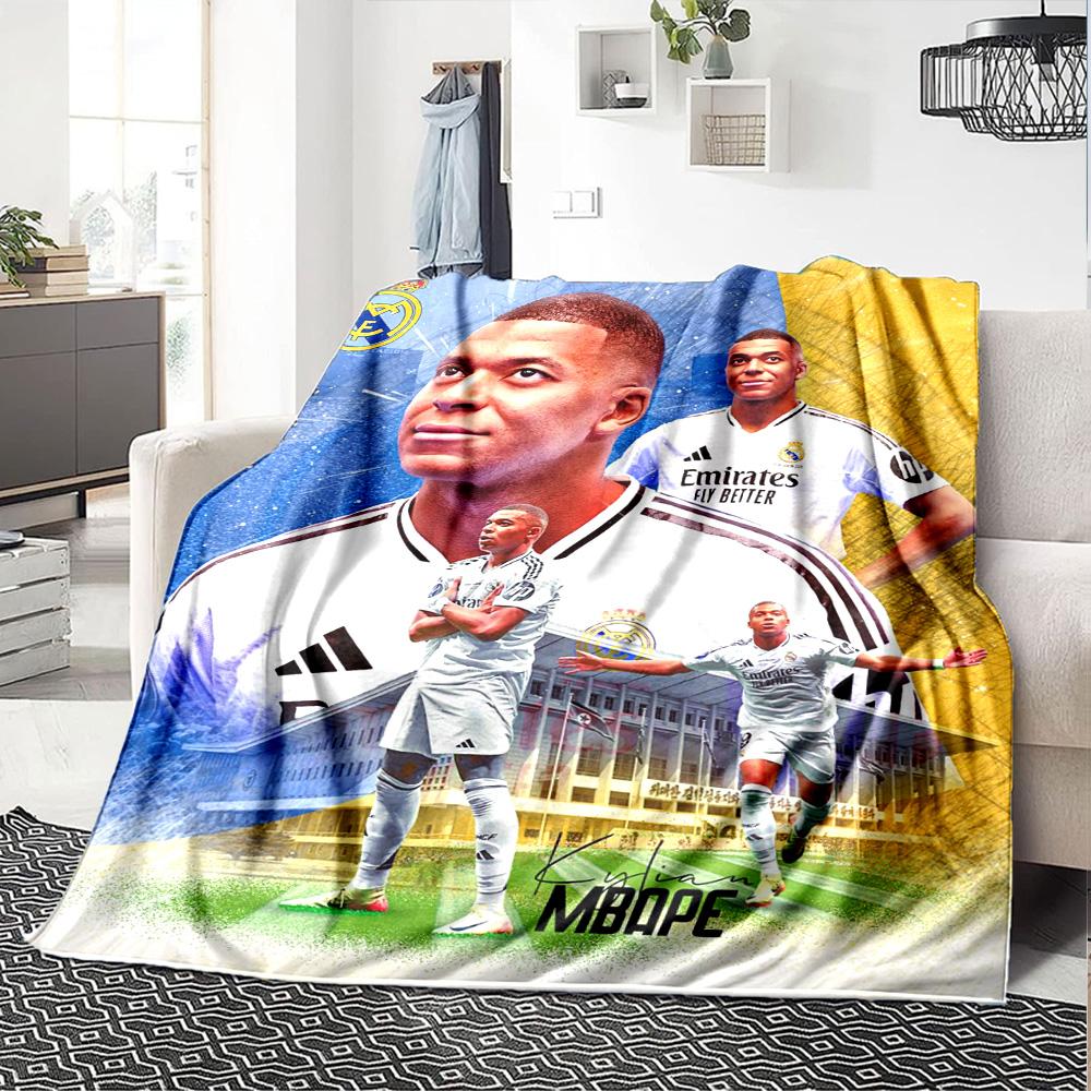 Star Player Kylian Mbappé Blanket Soft Warm Cozy Great for Livingroom Chair Bedding Four Seasons Multipurpose Stylish Decor