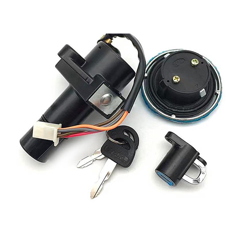 Motorcycle Electrical Ignition Switch Fuel Gas Cap Cover Seat Key Lock Set for Suzuki GN250 WJ250 1985-2001