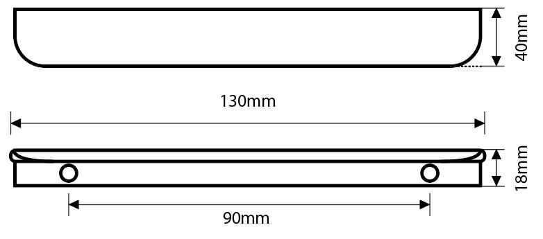 Furniture Handle For Kitchen Cabinets, Drawers, Edge, Black 130