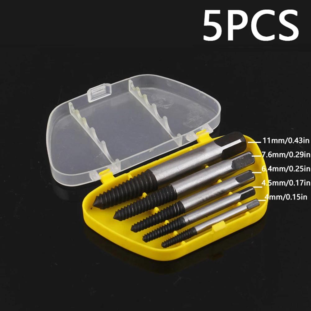 5/6Pcs Damaged Broken Screw Remover Extractor,Drill Bits Steel Durable Easy Out Remover Tool,Works on Wood and Machine Screws