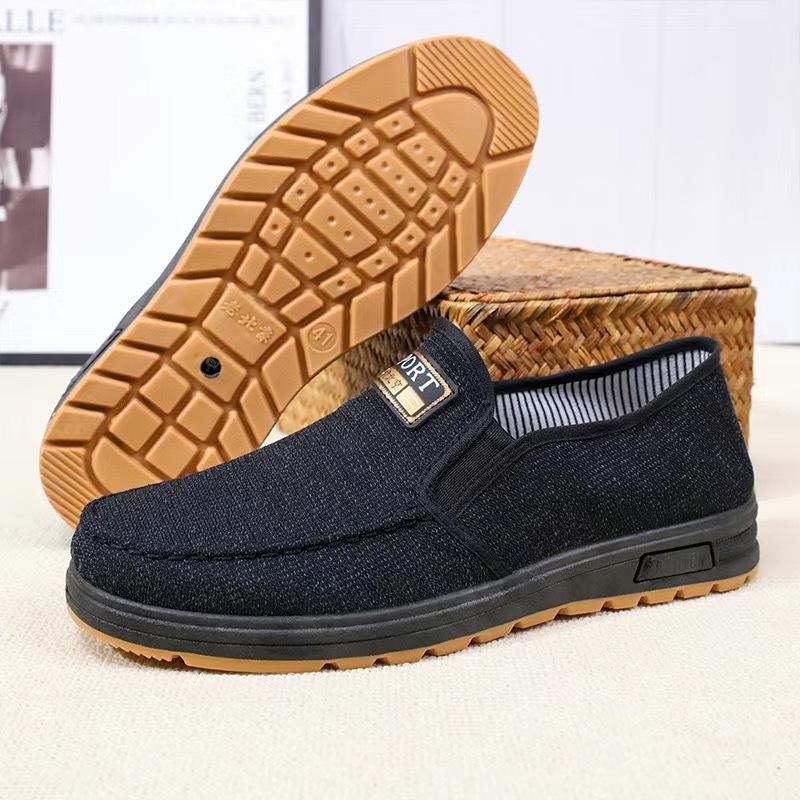 Chaussures en toile Old Beijing pour hommes, Chaussures de marche décontractées à semelle souple, Chaussures de travail confortables pour hommes d'âge moyen et âgés