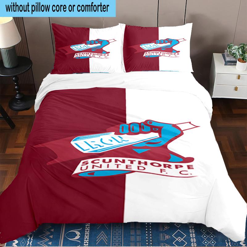 3PCS Scun-thorpe Football Crest Bedding Set,Including 1pc Duvet Cover And 2pcs Pillowcases Perfect for Bedroom, Dormitory, Fan Christmas gift