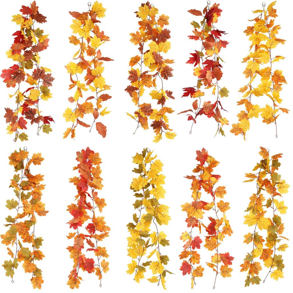 Fancyfamily 1PC Thanksgiving Simulation Maple Leaf Vine Wall Hanging Festival Home Decoration