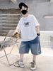 Set T-shirt in Cotone e Pantaloncini in Denim Stile Coreano per Ragazzo - Abbigliamento Casual Estivo