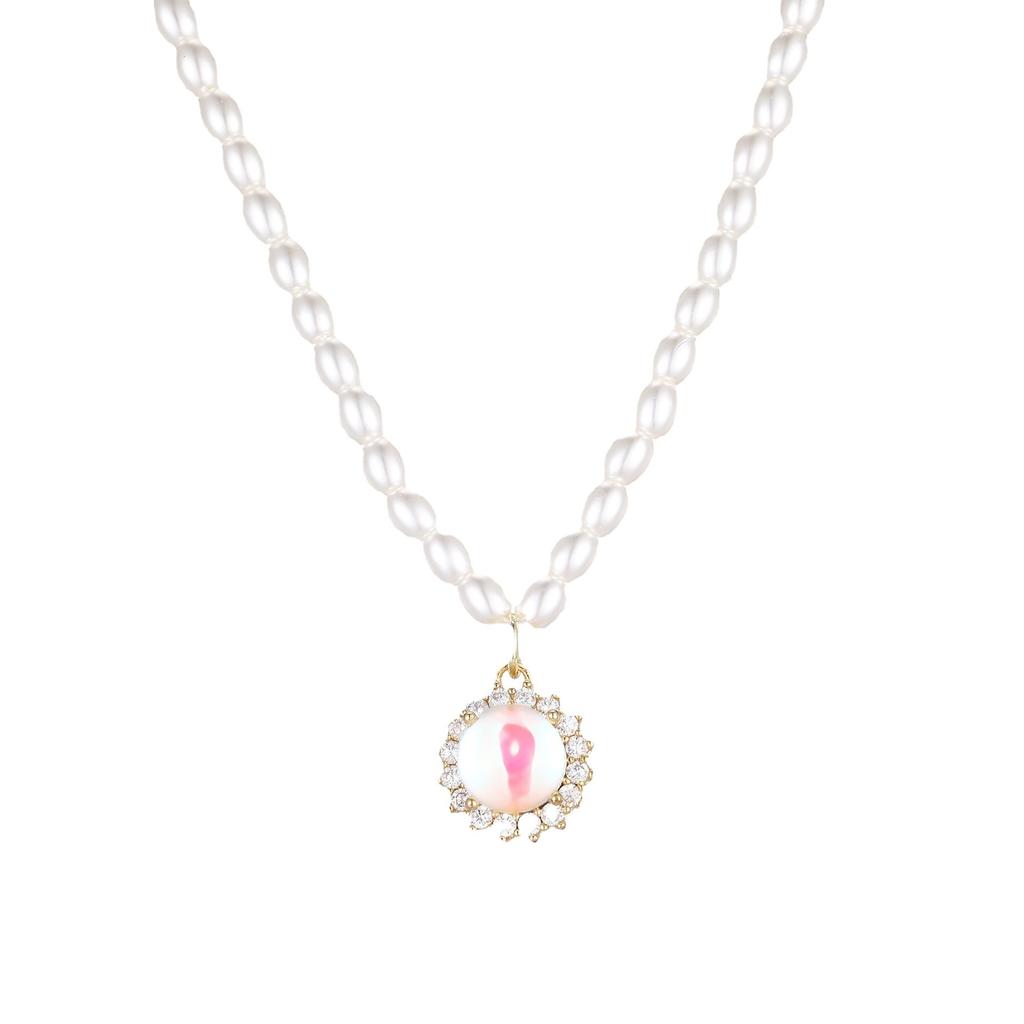 Retro Opal Pearl Necklace Women'S High Sense Versatile Light Luxury Trendy Neck Chain