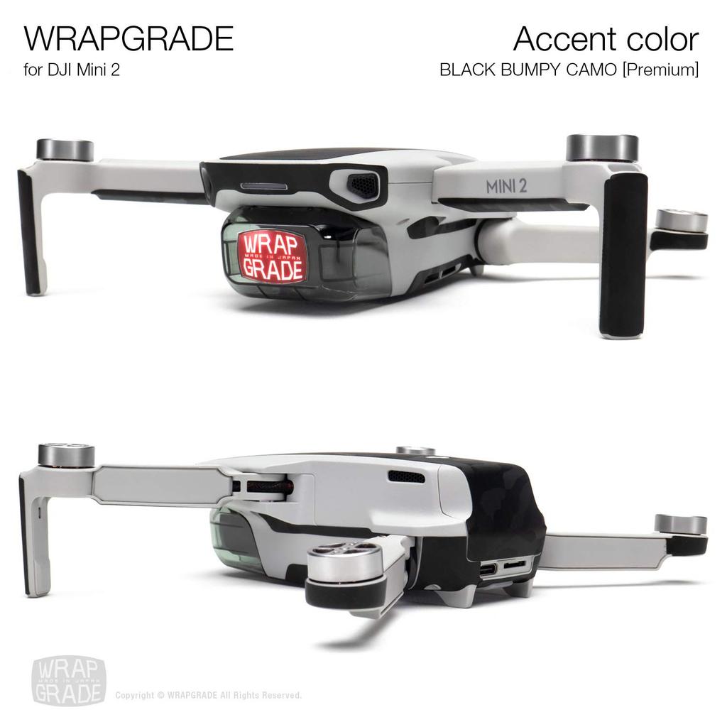 WRAPGRADE Skin for DJI Mini 2, Accent Color (Black Bumpy Camo)