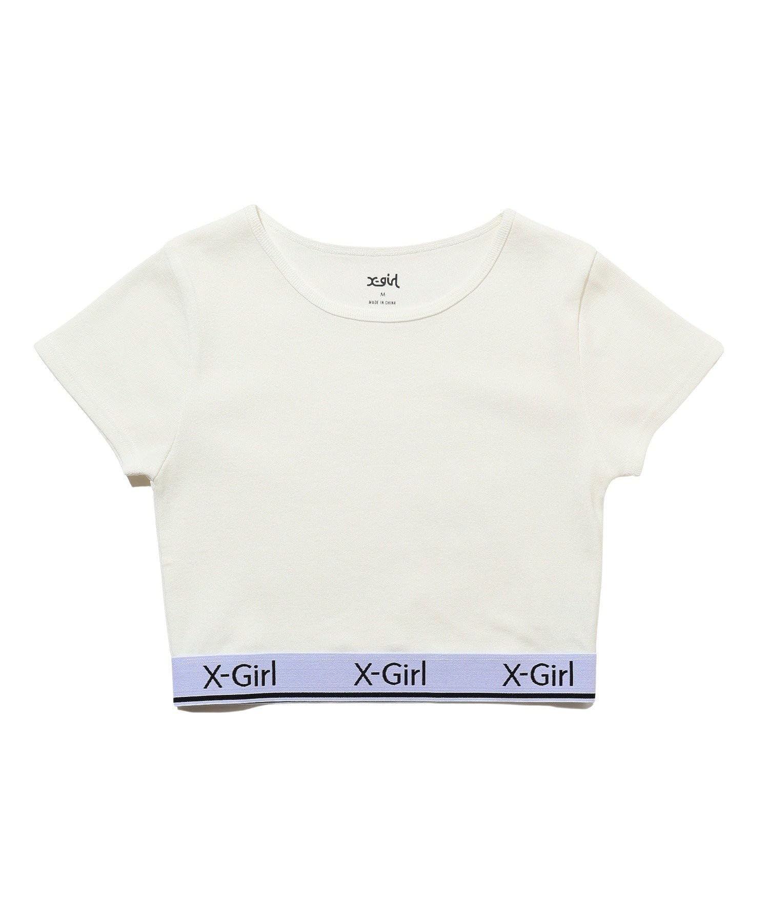 

Casual Logo and Stripe Cropped White X-girl S/S Top, Women s, белый