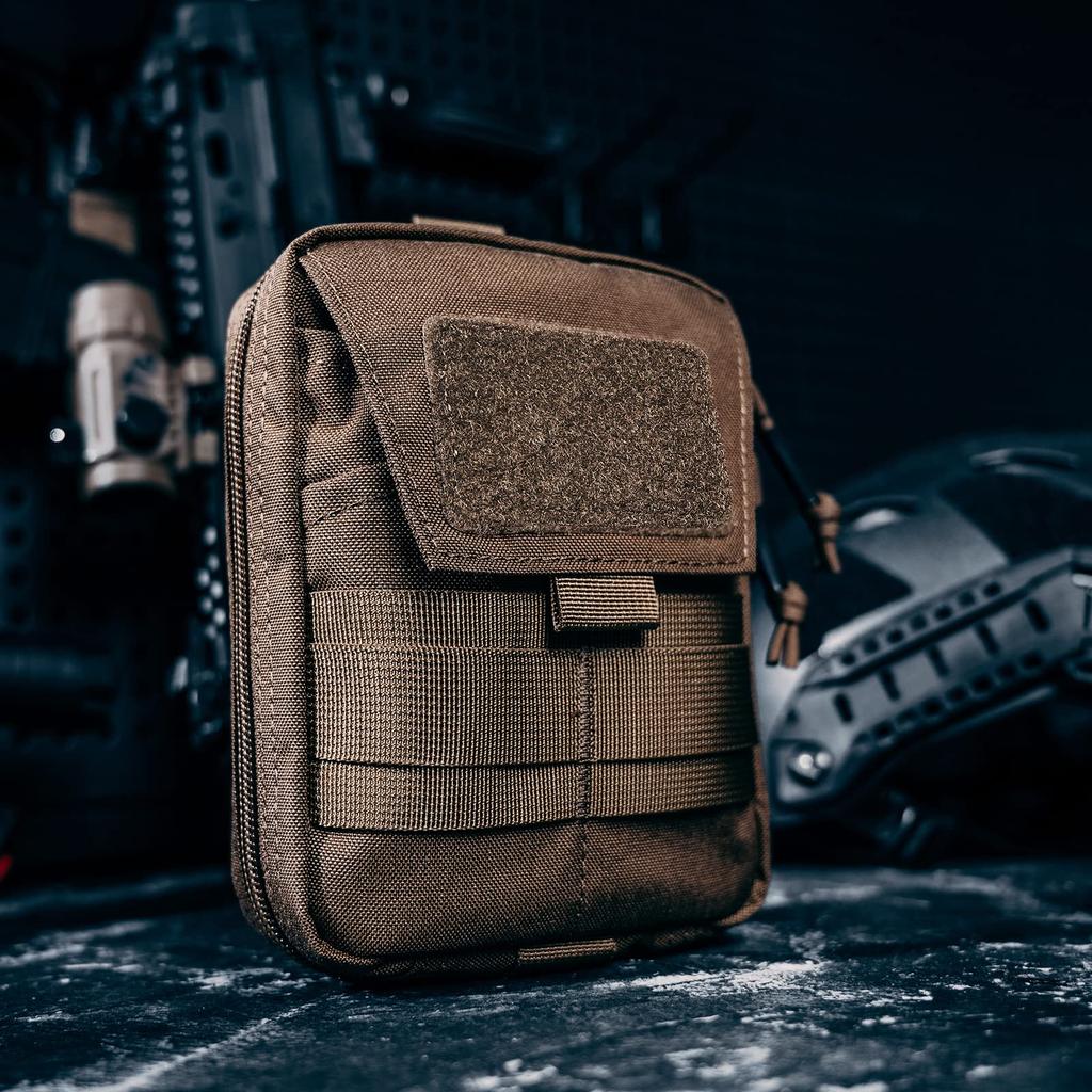 OneTigris EDC Military Tactical MOLLE Large Small Item First Outdoor Brown Pouch, Pouch, Pouch, Backpack, Capacity, Storage, Work, Fishing,