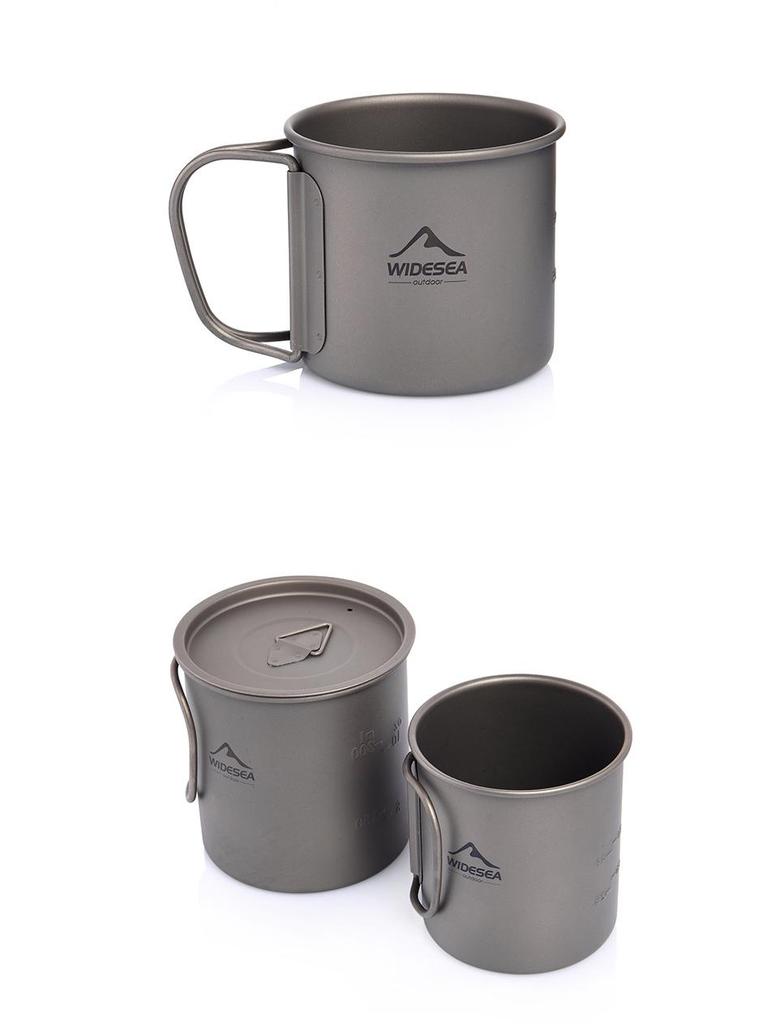 Widesea Lightweight Titanium Camping Cup with Lid - Portable and Easy to Store Tableware
