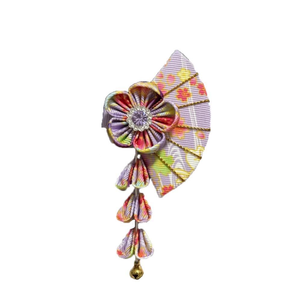 

Sakura Tassel Fan Hair Clip Bell Hanfu Fan Hair Clip Cute Kimono Sakura Hairpin Children фиолетовый