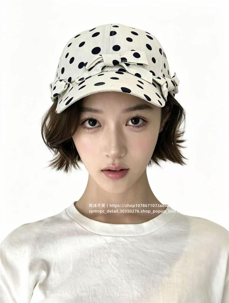 Cappellino da Baseball in Lino a Pois Francesi Donna Stile Morbido Elegante Traspirante Cappello da Sole Estivo Casual con Visiera