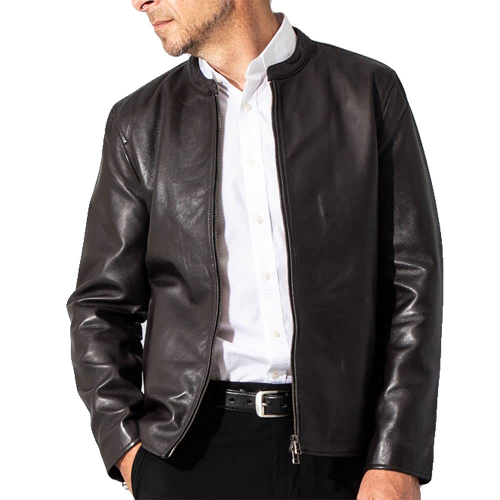 LIUGOO Genuine Leather Single Rider Jacket LIUGOO SRS12B S Size Dark Brown Men's