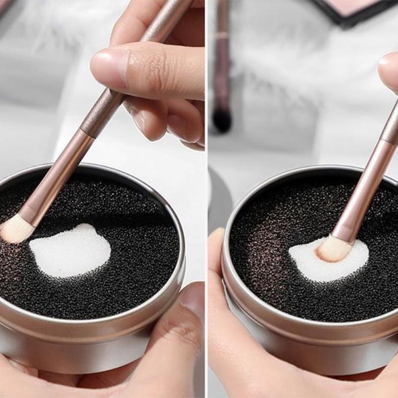 Makyaj Fırçası Kuru Temizleme Kutusu Çift Kullanımlı Göz Farı Fırçaları Renk Çıkarıcı Sünger Fırça Yıkama Fırçası Temizleme Seti