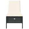 Black Sun Lounger with Cushion Poly Rattan