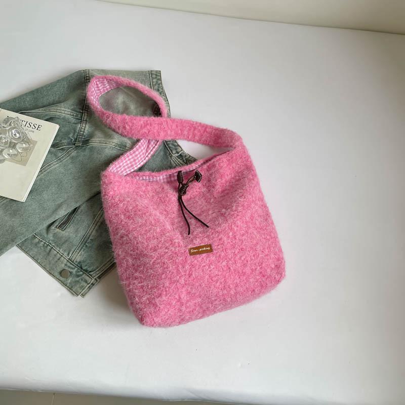 College style plaid hand-held cloth bag large capacity work commute shopping bag light breathable student shoulder bag