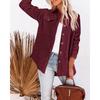 Womens Solid Color Diamond Pocket Casual Buttoned Collared Jacket