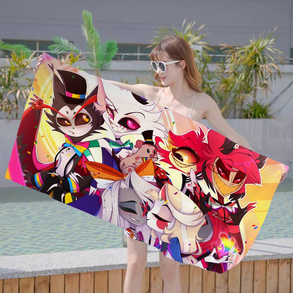 Popular Anime el H-Hazbin Bath Towel Microfiber Soft Water Absorbing Breathable For Kids Decorative Cartoon Beach Towel