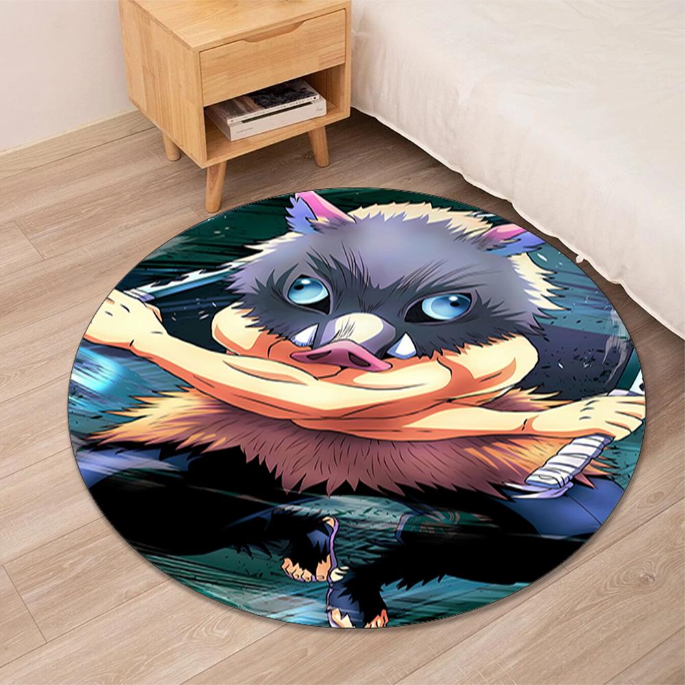 Demon Slayer Printed Round Rug Carpet Chair Rug Area Rug Entryway Doormats,for Office Chair Living Room Bedroom Kitchen Room.
