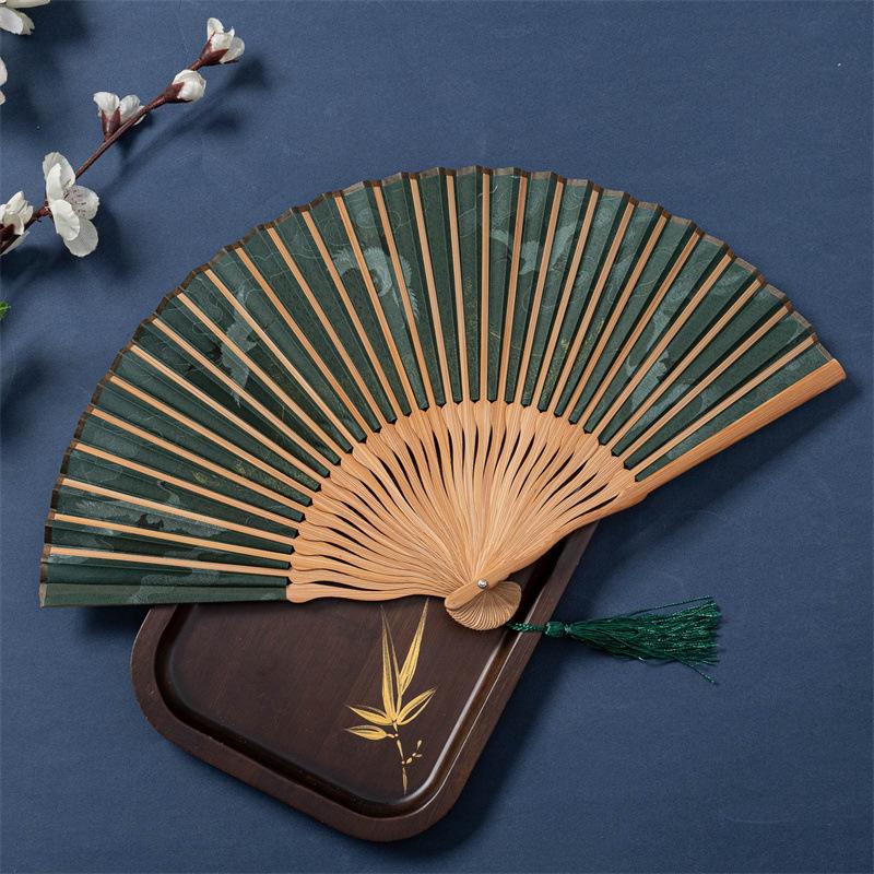 Fan Ancient Style Folding Fan Bamboo Folding Female Fan Chinese Style Hanfu Qipao Dance Fan Portable Small Fan