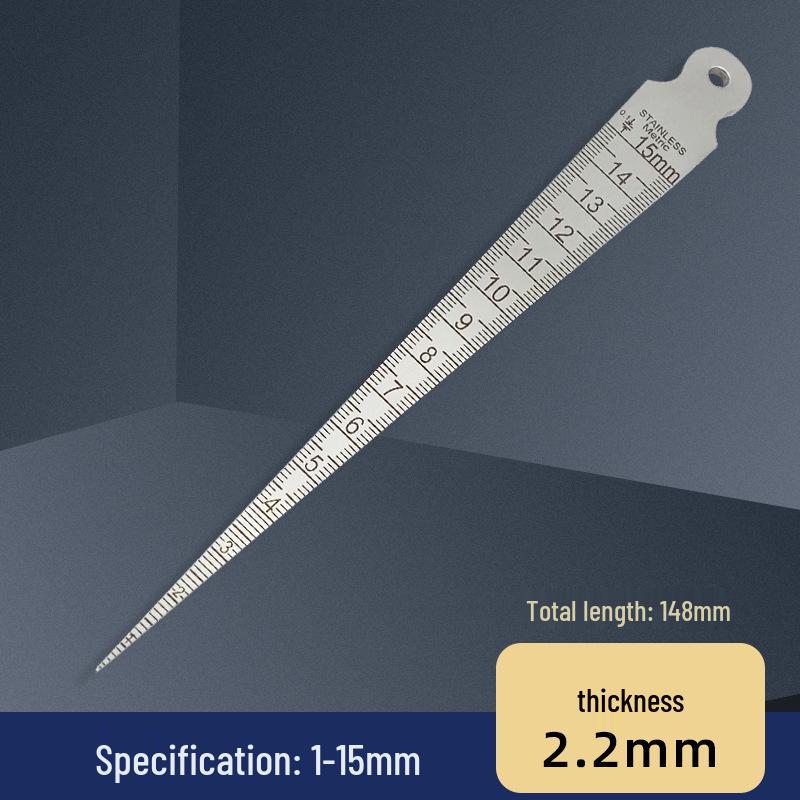 Mountain Measurement Tapered Triangular Ruler Gauge, Stainless Steel, Wedge-Shaped, 1-15mm Diameter & Clearance Measurement Tool