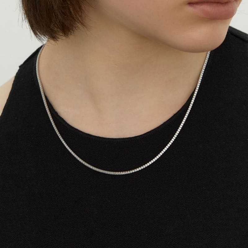 LUNNE Silver 925 Brilliant Slim Tennis Necklace #LSN56
