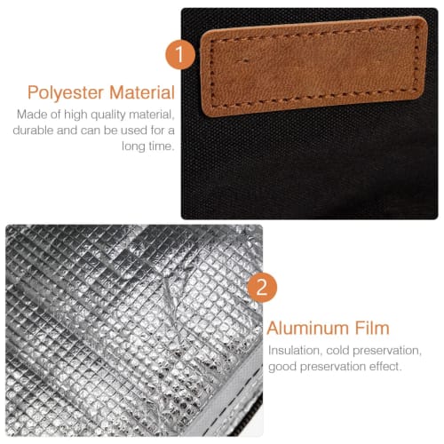 TOYMYTOY Cooler Bag, Lunch Bag, Insulated, Waterproof, Foldable, Cotton Canvas Fabric, Solid Color, Large Capacity, Easy to Carry, Outdoor, Work, Scho