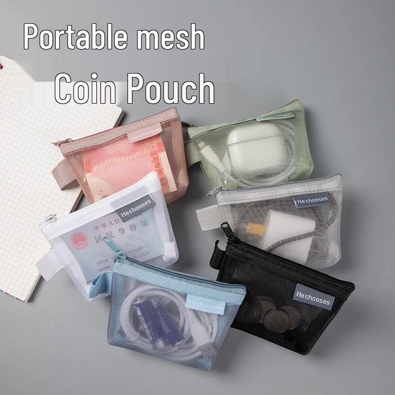 Compact Mesh Zipper Pouch: Coin Purse, Lipstick, Card & Key Holder for Students